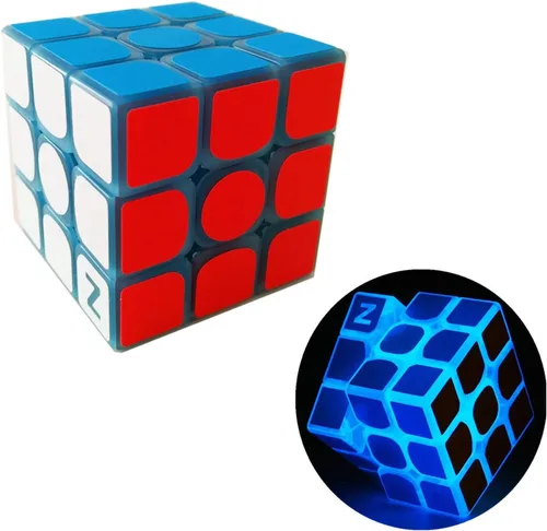 Vista 4 de AMAZA Cubo de velocidad fluorescente 3x3, 3x3x3, que brilla en la oscuridad, cubo de velocidad luminoso de 3 por 3, juguete rompecabezas de cerebro