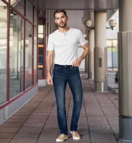 Vista 6 de ETHANOL Jeans de punto elástico recto súper cómodo para hombre de cinco bolsillos
