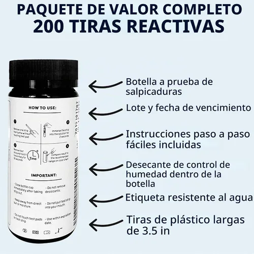 Vista 4 de 200 tiras reactivas de cloro para servicio de alimentos de 0 a 500 ppm (paquete de valor) - Tiras de prueba de desinfectante de blanqueador