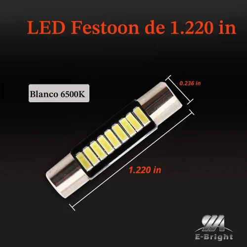 Vista 6 de YM E-Bright Espejo LED 6641 Blanco 4014 9-SMD 12V Festoon Dome Light Bombillas LED (paquete de 10) (1.220 in)