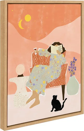 Vista 5 de Kate and Laurel Sylvie - Lienzo enmarcado para pared, diseño de vino al día, 18 x 24 pulgadas, arte abstracto moderno decorativo de mediados