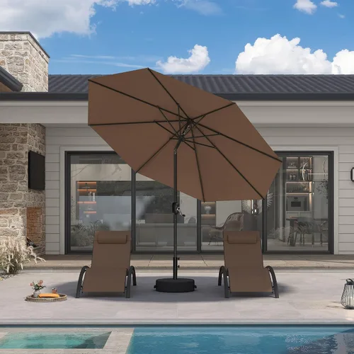 Vista 24 de PURPLE LEAF Sombrilla LED para patio y piscina, 5 x 8 pies, con base para Beige
