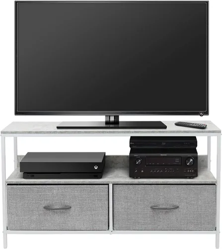 Vista 9 de Cómoda Sorbus con soporte para TV y 2 cajones de imitación de madera - Cofre elevador para televisión con almacenamiento - Mueble para dormitorio