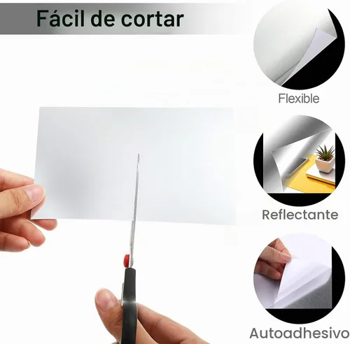 Vista 4 de Zonon Hojas de espejo flexibles autoadhesivas, azulejos de espejo que no son de cristal, adhesivos de espejo para decoración de pared del hogar
