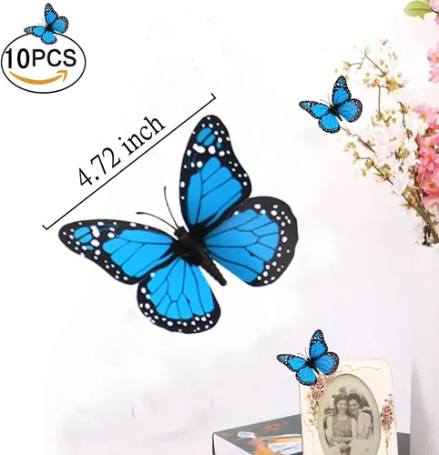 Vista 2 de Calcomanías de pared de mariposa monarca para el hogar, calcomanías de mariposa 3D, calcomanías de pared de árbol para pasteles y cupcakes