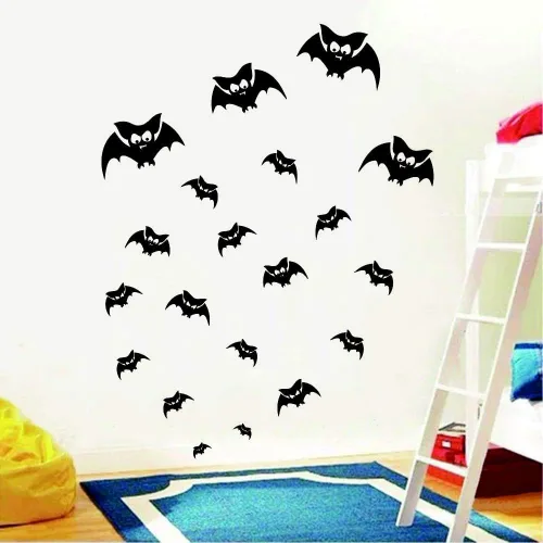 Vista 8 de Pegatina de pared de murciélago de Halloween dispersa silueta de murciélago