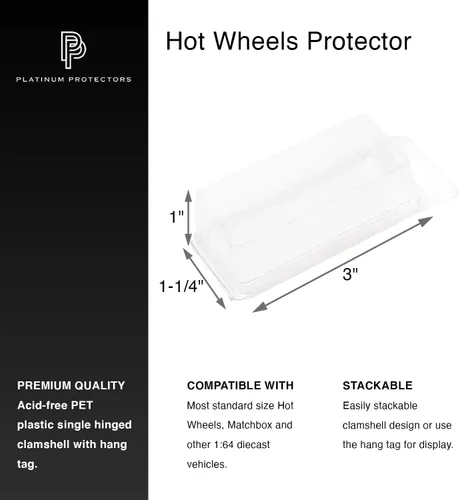 Vista 2 de Platinum Protectors Funda Clamshell para ruedas calientes sueltas y autos Matchbox (paquete de 10)