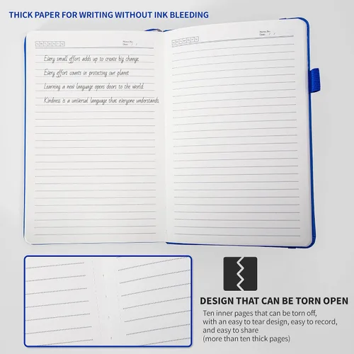 Vista 7 de KaiRuiYing Cuaderno de diario rayado con soporte para bolígrafo, 320 páginas, 7.6 x 10.3 pulgadas, papel grueso B5-100 GSM, para escribir, trabajo
