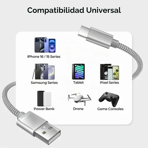 Vista 7 de Basesailor Cable de carga USB tipo C de 1 pie, paquete de 2, cable de carga para automóvil para el nuevo iPhone 17 Air 16 Pro Max Plus, Samsung