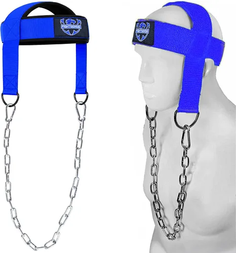 Vista 12 de FIGHTSENSE Arnés para el cuello con correa acolchada ajustable con cadena de acero, arnés de cabeza de levantamiento de pesas para ejercicio