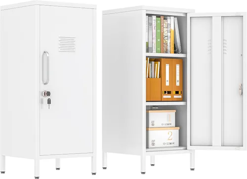 Vista 16 de Gabinete de almacenamiento de casillero de metal de 24.5"H con cerradura - Gabinete pequeño con cerradura para empleados, gabinete de casillero