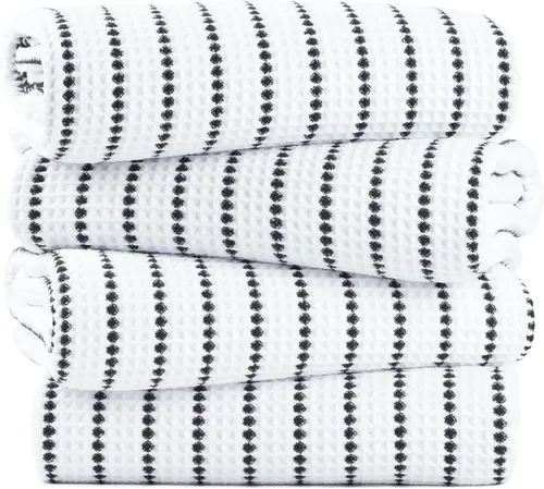 Vista 12 de POLYTE Toalla de baño de microfibra de gran tamaño de 430 GSM, de secado rápido, sin pelusas, 60 x 30 pulgadas, paquete de 4 (tejido de waffle)