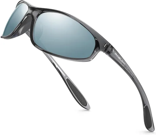 Vista 24 de FAGUMA Gafas de sol deportivas polarizadas para hombres, ciclismo, conducción, pesca, protección UV400 Negro + negro + negro