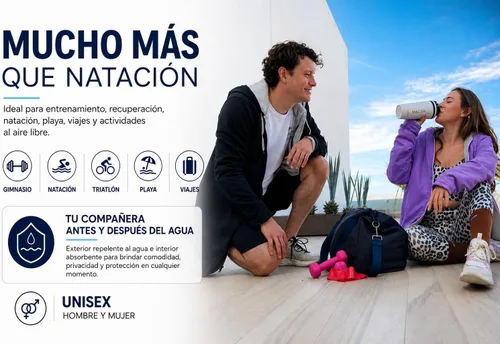 Vista 3 de MACAR Parka de natación impermeable con forro de toalla, ideal para actividades junto a la piscina y al aire libre