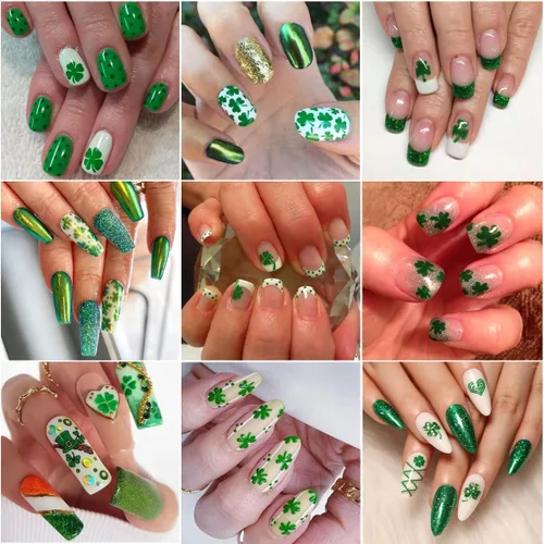 Vista 7 de 8 calcomanías de arte de uñas del día de San Patricio, trébol verde 3D, calcomanías autoadhesivas para uñas del día de San Patricio, suministros