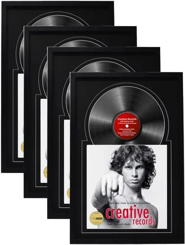 Vista 9 de Creative Picture Frames Marco de vinilo Jukebox de 16 x 24 pulgadas con doble paspartú, marco de álbum de discos LP para decoración de pared