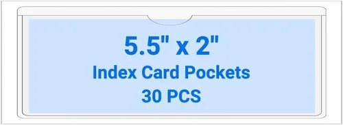 Vista 43 de 30 PCS Clear Self Adhesive Plastic Label Pockets, Top Loading Business & Library Index Card Holders, Peel and Stick Sleeves for Storage Bins, Totes