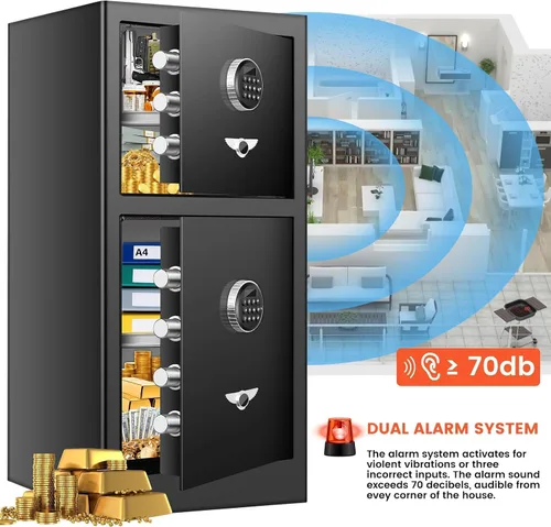 Vista 16 de Caja de seguridad digital resistente con compartimento oculto, resistente al fuego, resistente al agua de 9.5 pies cúbicos, resistente al agua