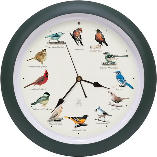 Vista 8 de Mark Feldstein, The Original Singing Bird Clock, edición del 25 aniversario, 8 pulgadas, verde