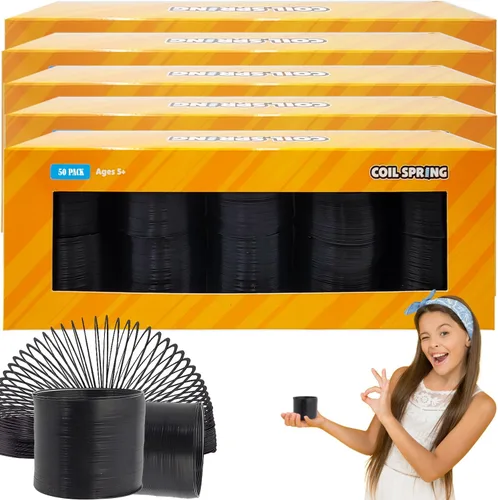 Vista 9 de The Dreidel Company Muelle helicoidal de metal negro, rellenos de bolsas de golosinas, recuerdo de fiesta para niños, variedad de 2.4 pulgadas