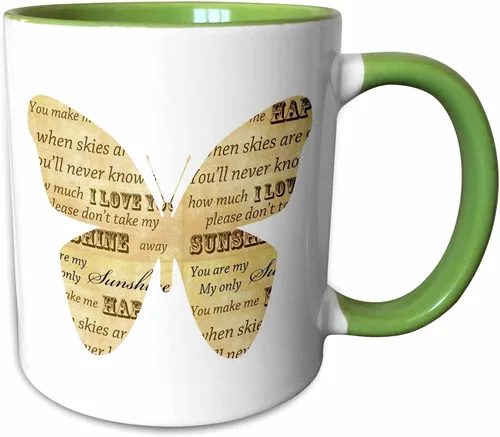 Vista 7 de 3dRose PS Inspirations – You are my sunshine inspiational mariposa – Tazas, Negro/Blanco