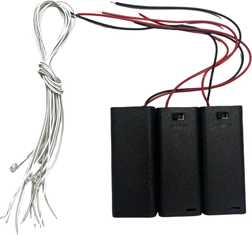 Vista 8 de Flever Accesorio de casa de bricolaje para casa de muñecas en miniatura, 3 paquetes de baterías AA con 6 cables de luz LED