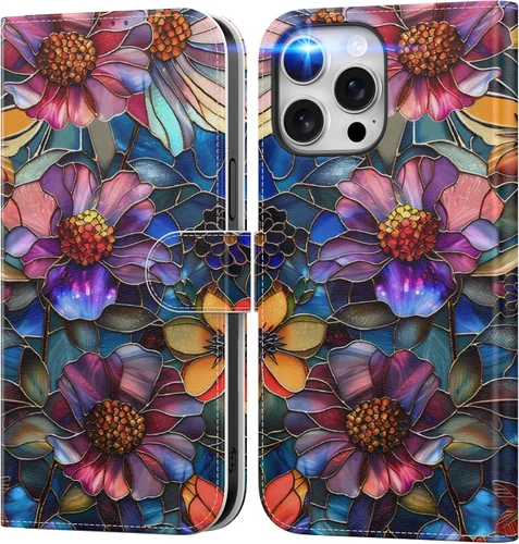 Vista 98 de DEENAKIN Funda tipo cartera para iPhone 15 con tarjetero + clip para efectivo, bloqueo RFID, protección contra caídas de grado militar y obras