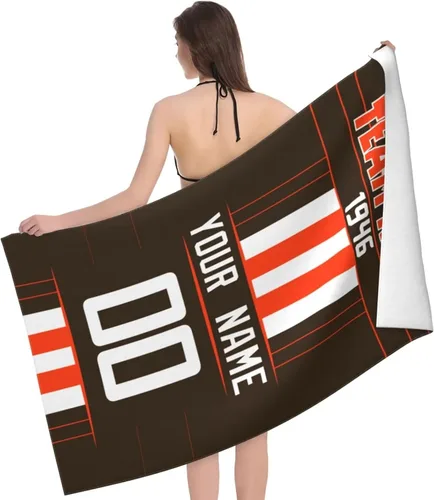 Vista 4 de ANTKING Toalla de playa Cleveland de 32 x 52 pulgadas, personalizada con cualquier nombre y número para hombres, mujeres y jóvenes, regalos