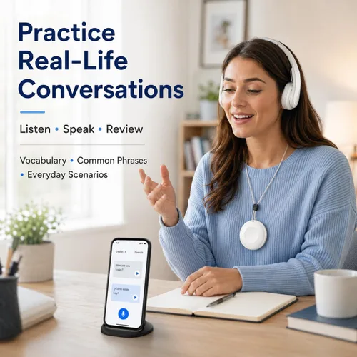 Vista 4 de Dispositivo de traductor de idiomas AI, 165 idiomas, blanco