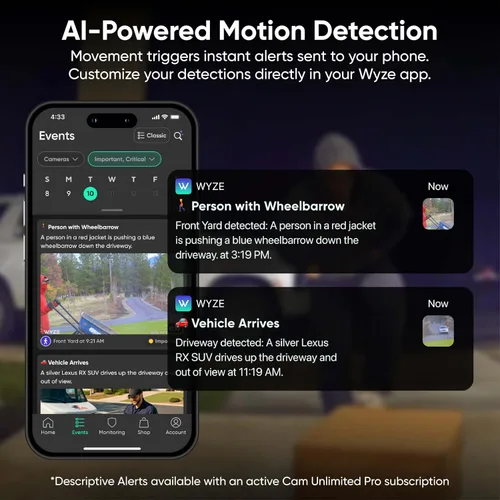 Vista 9 de Wyze Cámara de ventana, cámara de seguridad WiFi HD para interiores, visión nocturna a color mejorada, antirreflejo, detección de movimiento