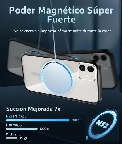 Vista 3 de FNTCASE Funda magnética para iPhone 12, grado militar, protección contra caídas, antiamarilleamiento, duradera, resistente y parachoques a prueba