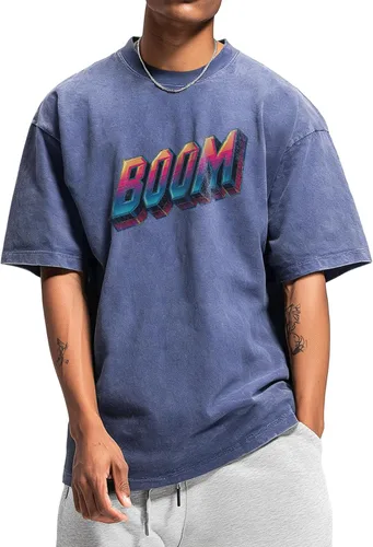 Vista 33 de domirica Camisetas gráficas para hombre, 100 % algodón lavado, manga corta, cuello redondo, Y2K, tallas grandes y altas, camisetas de verano 2026