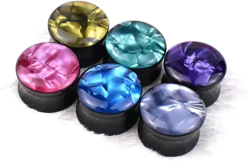 Vista 2 de Jboyanpei 12 unids6 pares coloridos granos de piedra acrílico tapones para los oídos dilatadores de oreja calibre expansor piercing joyería
