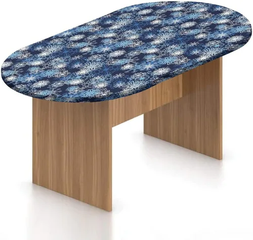 Vista 25 de Mantel ovalado ajustable de madera de poliéster elástico, tablones de pared de madera dura de teca estilo cabaña, mantel ajustable con estampado