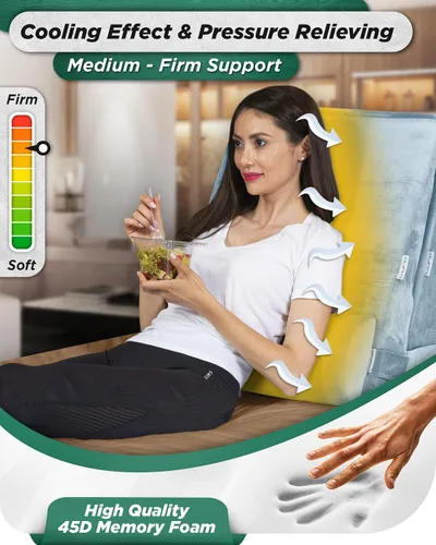 Vista 5 de Lunix LX8 4 piezas de soporte para molestias digestivas nocturnas y respiración más fácil, juego de almohadas ortopédicas de cuña de altura Gris Nube