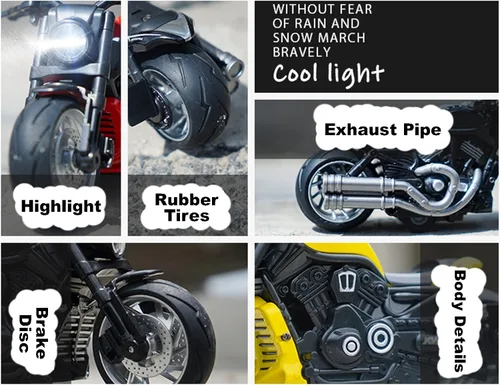 Vista 4 de Juguete de motocicleta para tirar hacia atrás, regalo de moto con iluminación musical, juguetes de motocicleta Wolverine para niños de 3 a 12 años