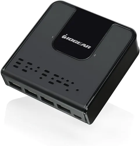 Vista 6 de IOGEAR Hub de conmutación periférica USB 2.0 2x4 - 2 PC comparte en 4 dispositivos USB - Hasta 480 Mbps - Carga de dispositivos móviles