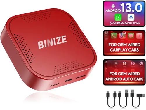 Vista 10 de Binize - Caja de Video Multimedia Inalámbrica CarPlay y Android AUTO, Celular 4G, 4GB+64GB, 8 Núcleos, Navegación Integrada Android 13, Soporte SIM