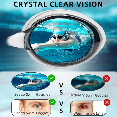 Vista 3 de Seago Swim Goggles Shortsighted Swimming Goggles Anti Fog UV Protection Fit for Adult Men Women Youth