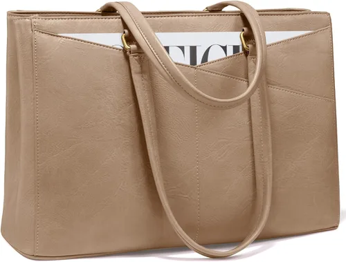 Vista 27 de LOVEVOOK Bolsa para Laptop para Mujeres, Bolsa de Mano para Laptop de 15.6 Pulgadas para Mujeres, Bolsas de Mano de Trabajo de Cuero Vintage
