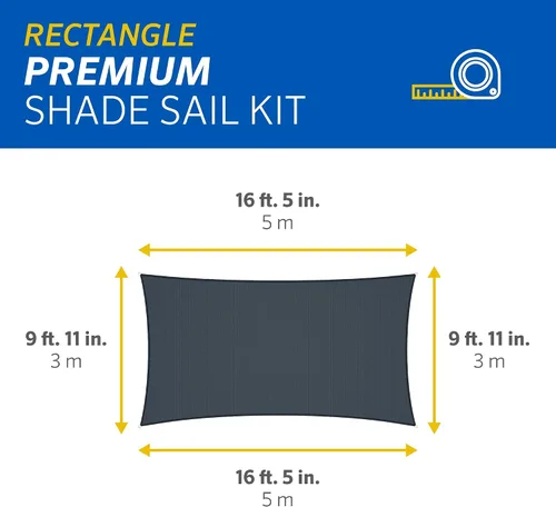 Vista 5 de Kit Premium de Vela de Sombra Coolaroo - 95% de Bloqueo UV, Grado Comercial, Acabado Mate de Lujo, con Herramientas de Acero Inoxidable