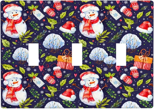 Vista 50 de Cubierta de interruptor de luz dúplex de 1 banda, cubierta decorativa de Navidad con copos de nieve rojos, placa frontal decorativa para cocina