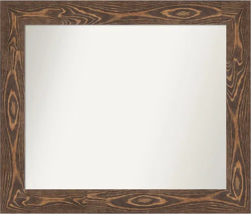 Vista 76 de Amanti Art Espejo de baño marrón para sobre fregadero, 26 x 26 pulgadas, espejo de tocador cuadrado marrón rústico Alexandria, marco de madera