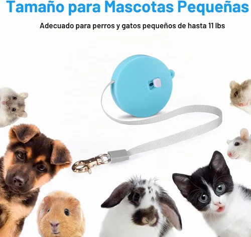 Vista 4 de Correa retráctil para perros pequeños y gatos de hasta 11 libras con cinta de nailon fuerte antitirones de 6.5 pies, manos libres, mini correa Azul