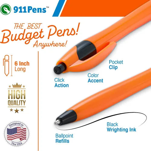 Vista 2 de 911Pens - Bolígrafo de colores, colorido, elegante, tropical, elegante, delgado, con ribete negro, bolígrafos de clic de calidad personalizables