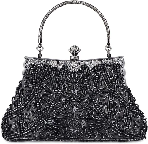 Vista 9 de Baglamor Bolso de estilo vintage de moda con cuentas de lentejuelas bolso de noche de boda bolso de fiesta de diamantes de imitación bolso