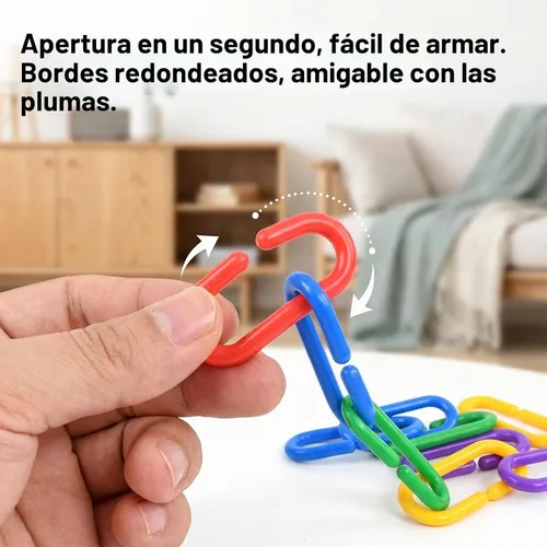 Vista 4 de Sukh 250 ganchos coloridos de clips en C, eslabones de cadena de plástico, juguete de pájaros, accesorios de bricolaje para jaula de periquitos