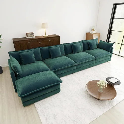 Vista 93 de Sofá Loveseat Grande en Beige y Blanco de 194.8 cm, Sofás Seccionales de 2 Plazas Grandes para Sala de Estar, Sofá Seccional Modular de Tela