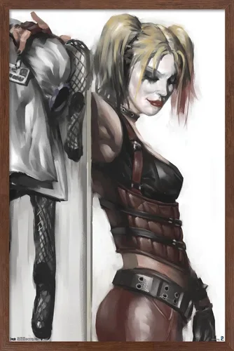 Vista 10 de DC Comics - Póster de pared de Harley Quinn, 22.4 pulgadas de largo x 14.7 pulgadas de ancho, versión enmarcada de madera de granero