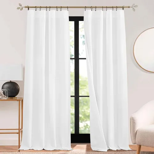 Vista 23 de RYB HOME - Cortinas con cancelación de ruido de 63 pulgadas de largo, juego de 2 paneles, 3 capas totales, cortinas opacas, insonorizadas